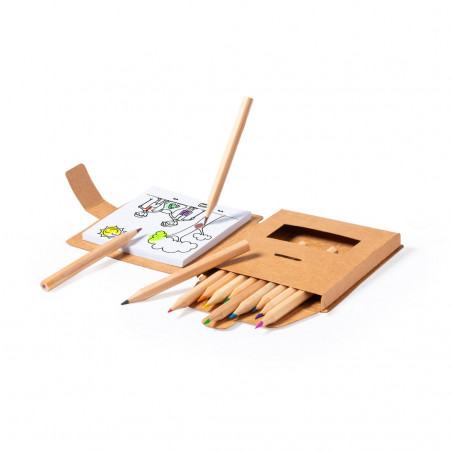Trousse personnalisée avec dessins et crayons de couleur et une sucette à peindre la langue pour les détails