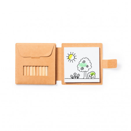Trousse personnalisée avec dessins et crayons de couleur et une sucette à peindre la langue pour les détails