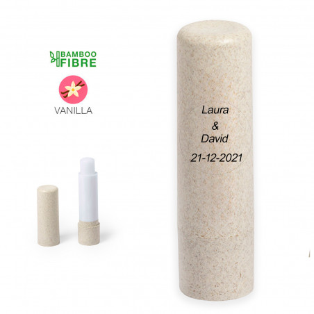 Baume à lèvres bio parfumé à la vanille personnalisé pour plus de détails