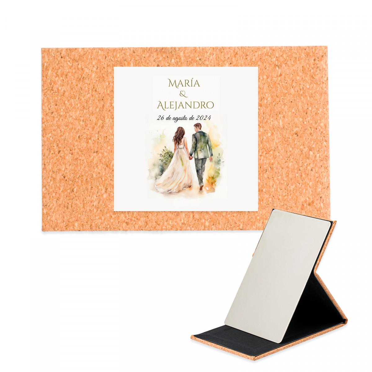 Miroir portable avec adhésif 5 x 5 cm personnalisé pour les détails du mariage