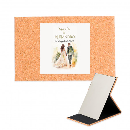 Miroir portable avec adhésif 5 x 5 cm personnalisé pour les détails du mariage