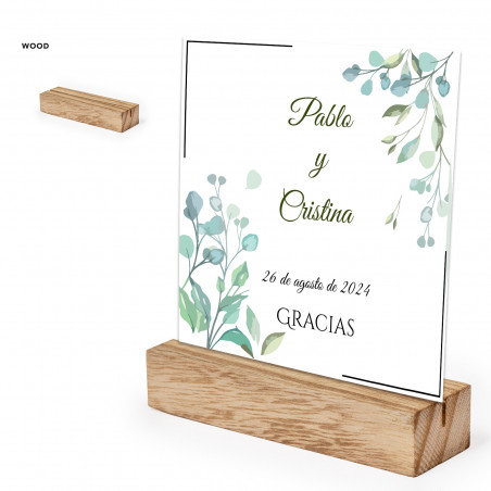 Support de table avec carte de rappel personnalisée pour les détails