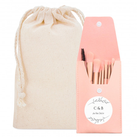 Étui à pinceaux de maquillage personnalisé dans un sac en tissu pour plus de détails