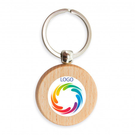 Porte-clés en bois avec logo d'entreprise personnalisé pour plus de détails
