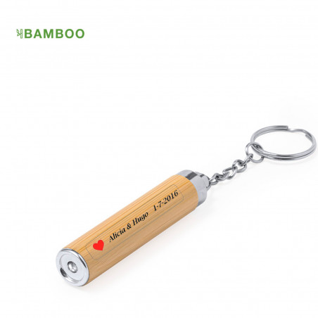 Porte-clés lampe de poche en bambou personnalisé pour plus de détails