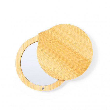 Miroir de poche avec couvercle en bambou personnalisé pour les détails