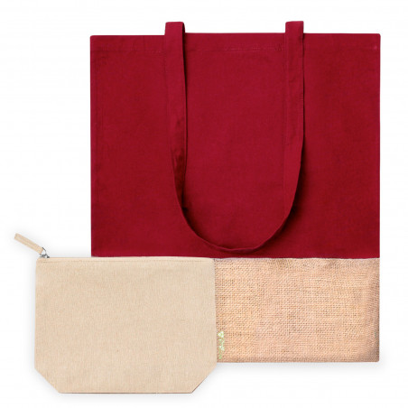 Sac en toile de coton et jute avec trousse pour les détails