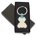 Porte-clé bébé bleu dans une boîte personnalisée pour des cadeaux