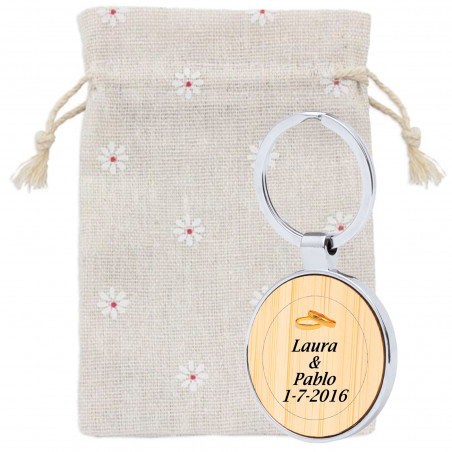 Porte-clés en bambou métallique personnalisé pour cadeaux de mariage