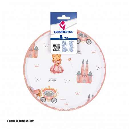Assiettes pour fêtes d'enfants de princesses en pack de 8 unités