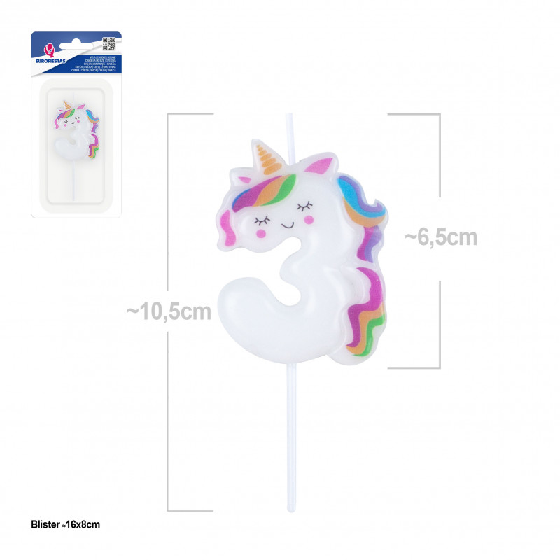 Bougie licorne numéro 3