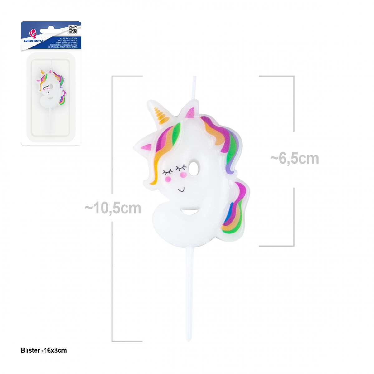 Bougie licorne numéro 9