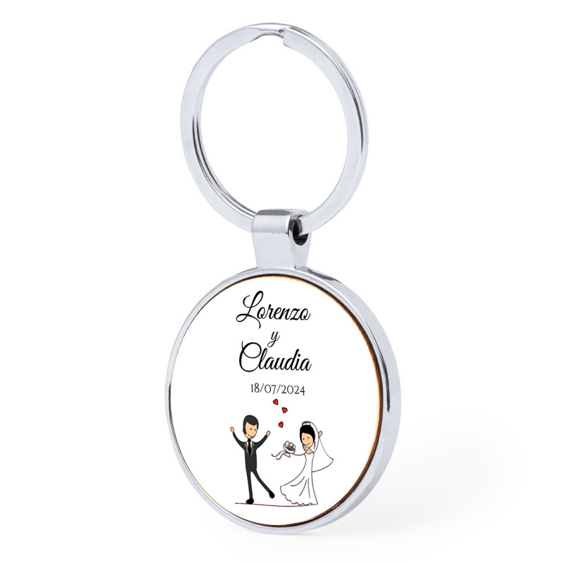 Porte-clés en métal bambou personnalisé pour cadeaux de mariage