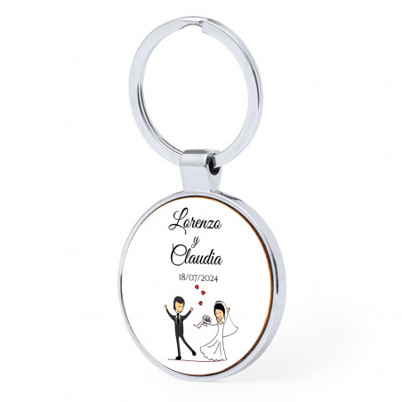 Porte-clés en métal bambou personnalisé pour cadeaux de mariage