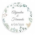 Adhésif personnalisé 5 cm herbe minimaliste pour les mariages
