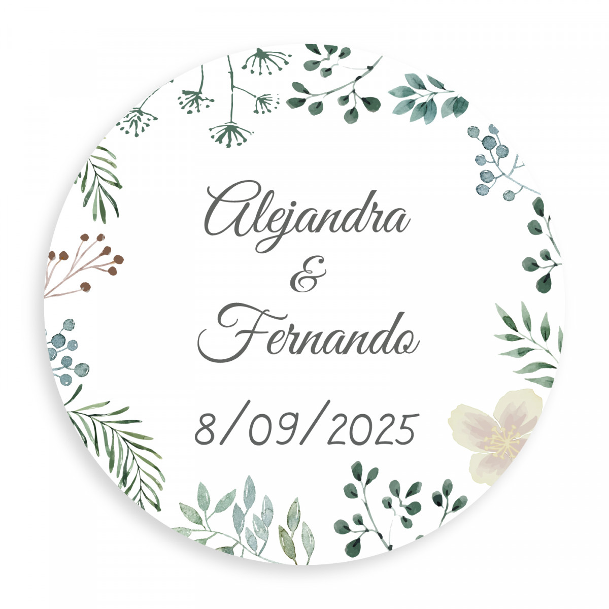 Adhésif personnalisé 5 cm herbe minimaliste pour les mariages