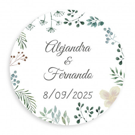 Adhésif personnalisé 5 cm herbe minimaliste pour les mariages
