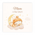 Adhésif décoratif 5x5 cm bébé endormi sur un nuage pour les détails de baptême