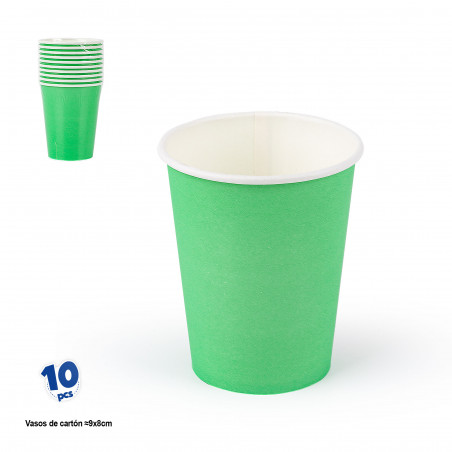 Gobelets en carton vert en pack de 10 unités
