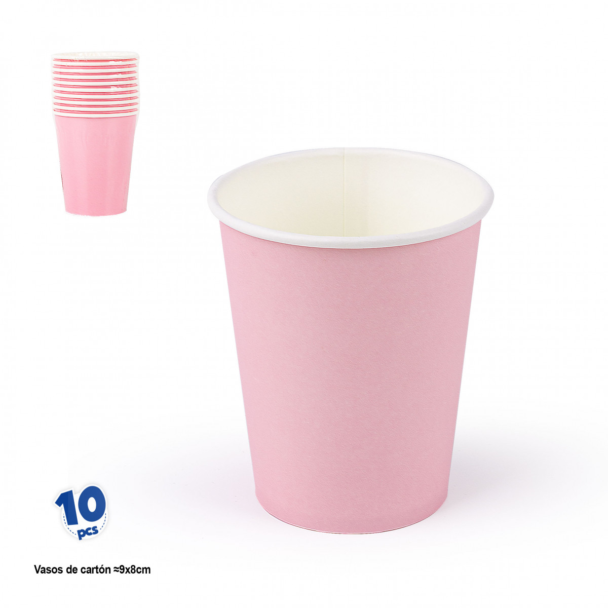 Gobelets jetables en carton rose pastel en pack de 10 unités