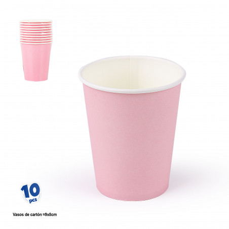 Gobelets jetables en carton rose pastel en pack de 10 unités