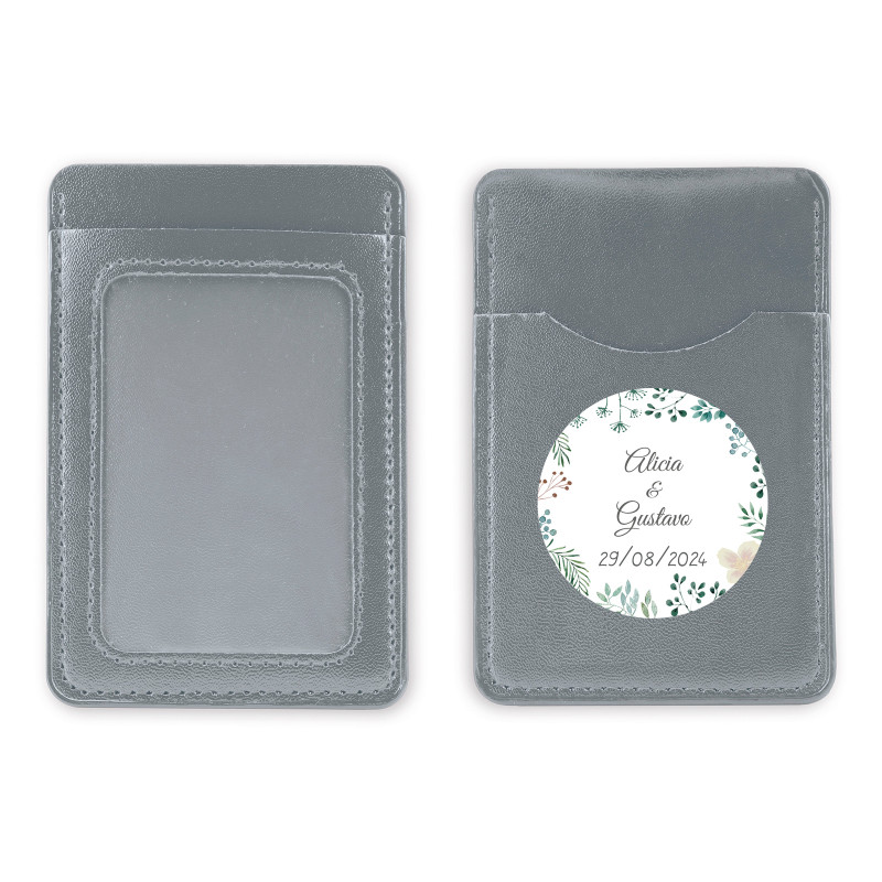 Porte-cartes en argent avec autocollant herbale personnalisé