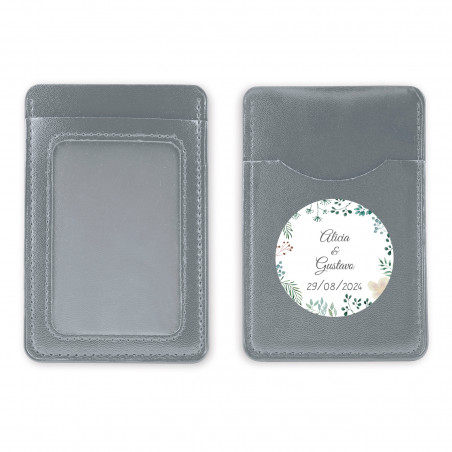 Porte-cartes en argent avec autocollant herbale personnalisé
