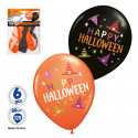 Ballons en latex pour Halloween orange et noir en pack de 6 unités