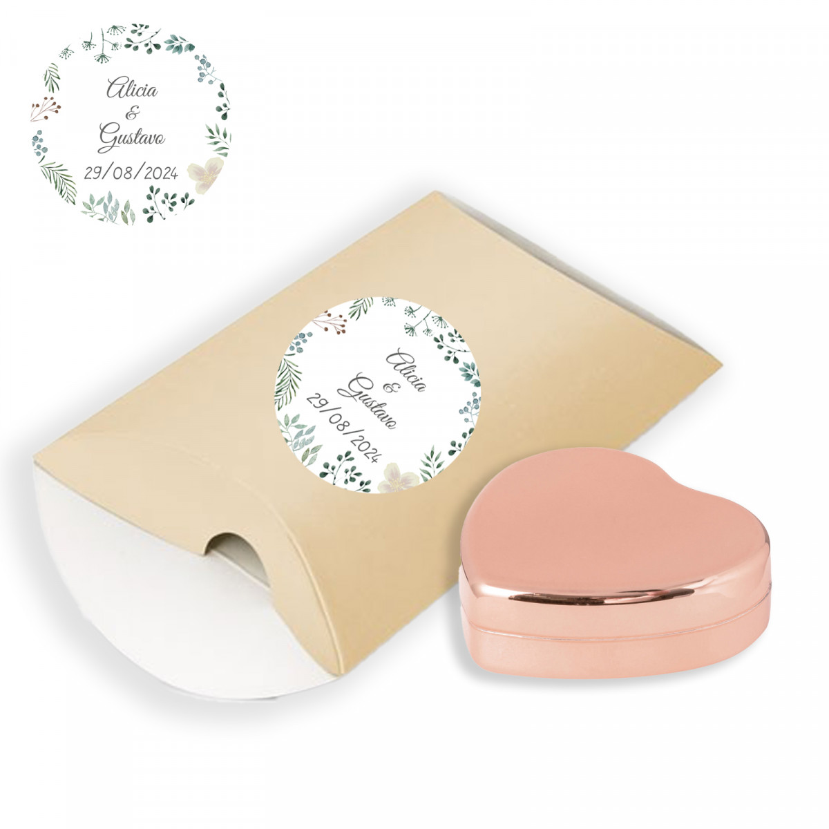Baume en forme de cœur dans une boîte cadeau personnalisée pour événements