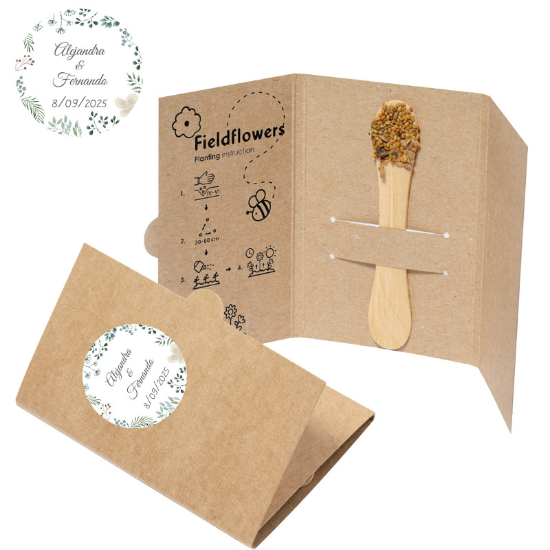 Graines de fleurs sauvages en stick à planter avec un autocollant personnalisable à offrir