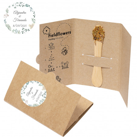 Graines de fleurs sauvages en stick à planter avec un autocollant personnalisable à offrir