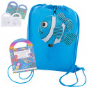 Sac à dos pliable en forme de poisson et livre pour enfants pour dessiner plus d'autocollants à offrir