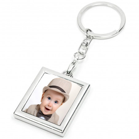 Porte-clés photo de forme rectangulaire
