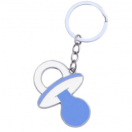 Porte-clés tétine en métal de couleur bleue