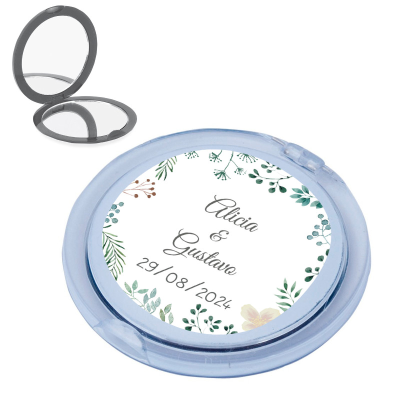 Miroir double pliable avec autocollant en herbe personnalisé pour les détails