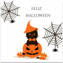Autocollant carré joyeux halloween 5x5 cm