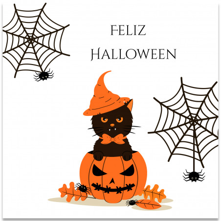 Autocollant carré joyeux halloween 5x5 cm