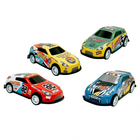 Voiture en métal jouet avec des chupachups dans un sac personnalisé pour un événement enfantin