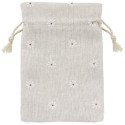 Miroir double pliable avec carte personnalisée dans un sac en tissu pour les détails de mariage