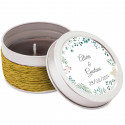 Bougie en boîte métallique avec autocollant herbal 5cm personnalisé pour les détails