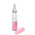 Stylo rouge à lèvres dans un sac en toile rose avec adhésif personnalisé pour les détails