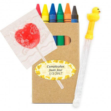 Crayons de cire de couleurs personnalisés avec une sucette et un bulleur en forme de canard pour les détails