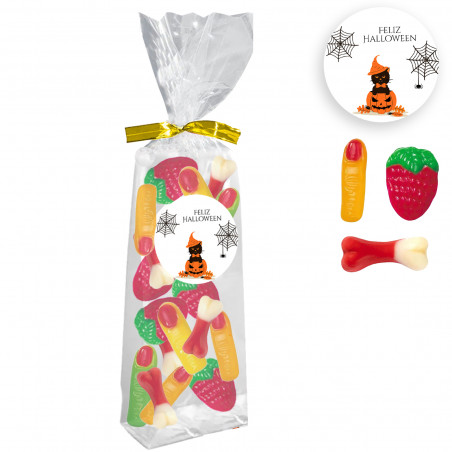 Sac de friandises personnalisé avec autocollant pour Halloween