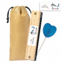 Harmonica en bois personnalisée avec autocollant et sucette dans un sachet
