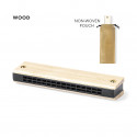Harmonica en bois personnalisée avec autocollant et sucette dans un sachet