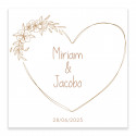 Autocollant carré personnalisable 5x5 lignes minimalistes en forme de cœur pour mariages et événements