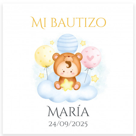 Autocollant carré 5x5cm avec bébé sur un nuage