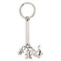 Porte-clés avec charms métalliques avec sac en tissu et autocollant personnalisable pour les détails