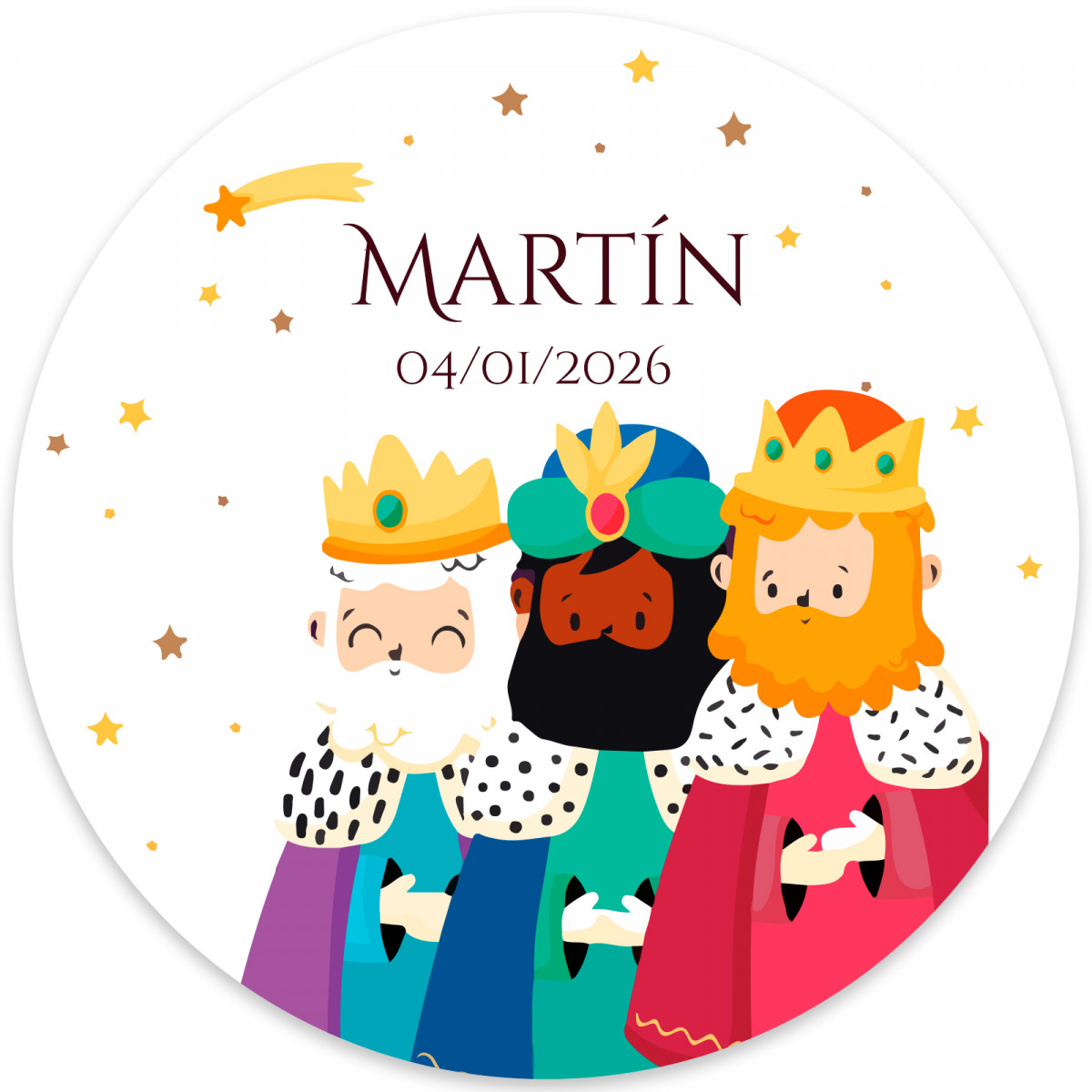 Adhésif 3cm rois mages personnalisable Noël