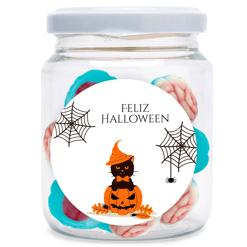Pot de cerveaux en gelée avec adhésif personnalisable pour les détails d'Halloween